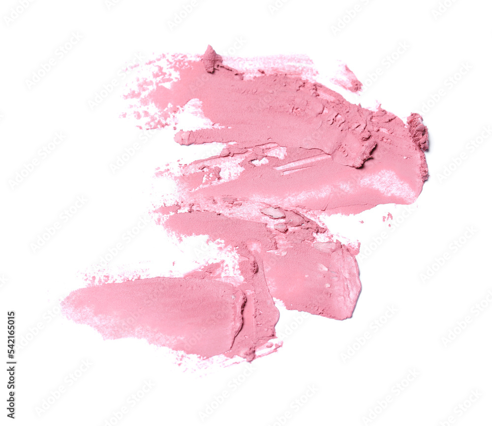 Smears of nude lipstick on white background