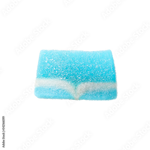 Blue sweet jelly candy on white background