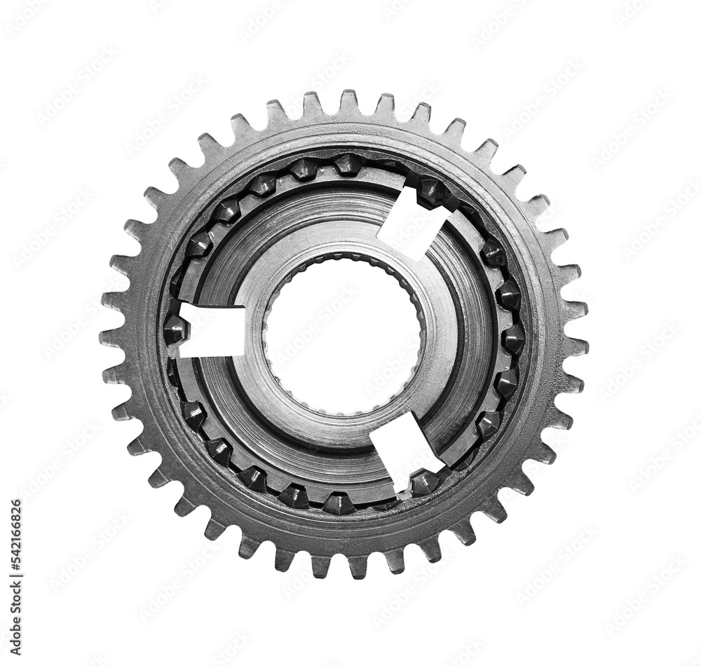 Stainless steel gear isolated on white, top view Stainless steel gear isolated on white, top view
