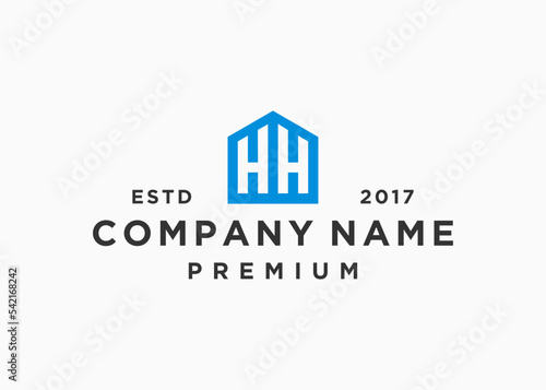 letter hh with house logo design vector illustration template