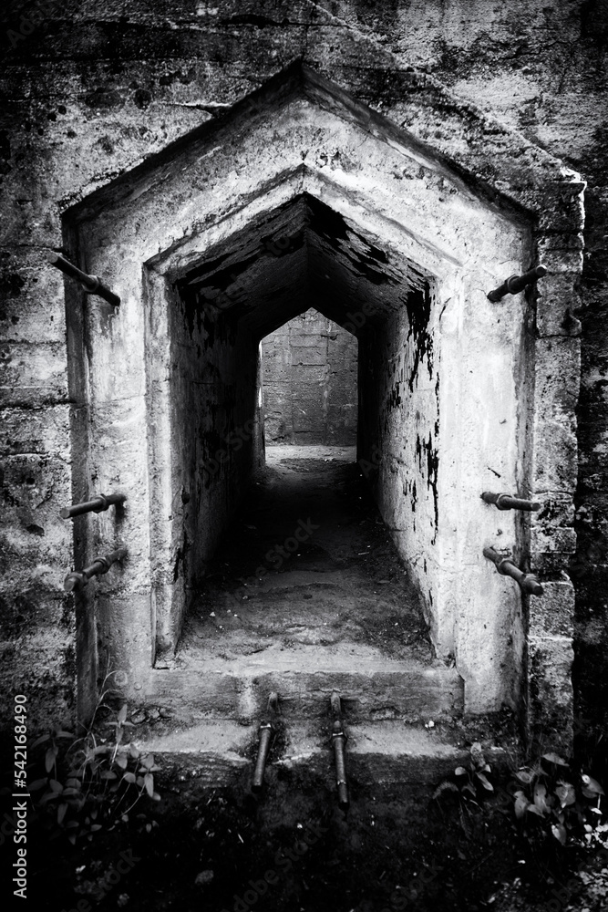 Old ruins in black and white