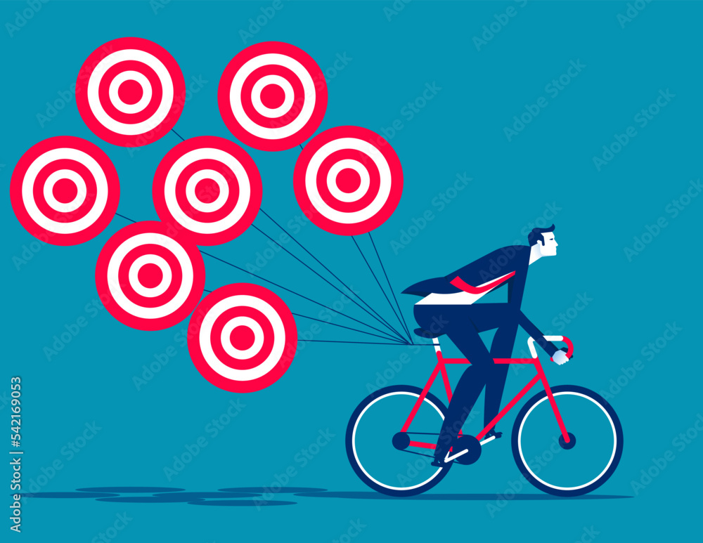 Fototapeta premium Tries to pull many target. Business success goal vector illustration