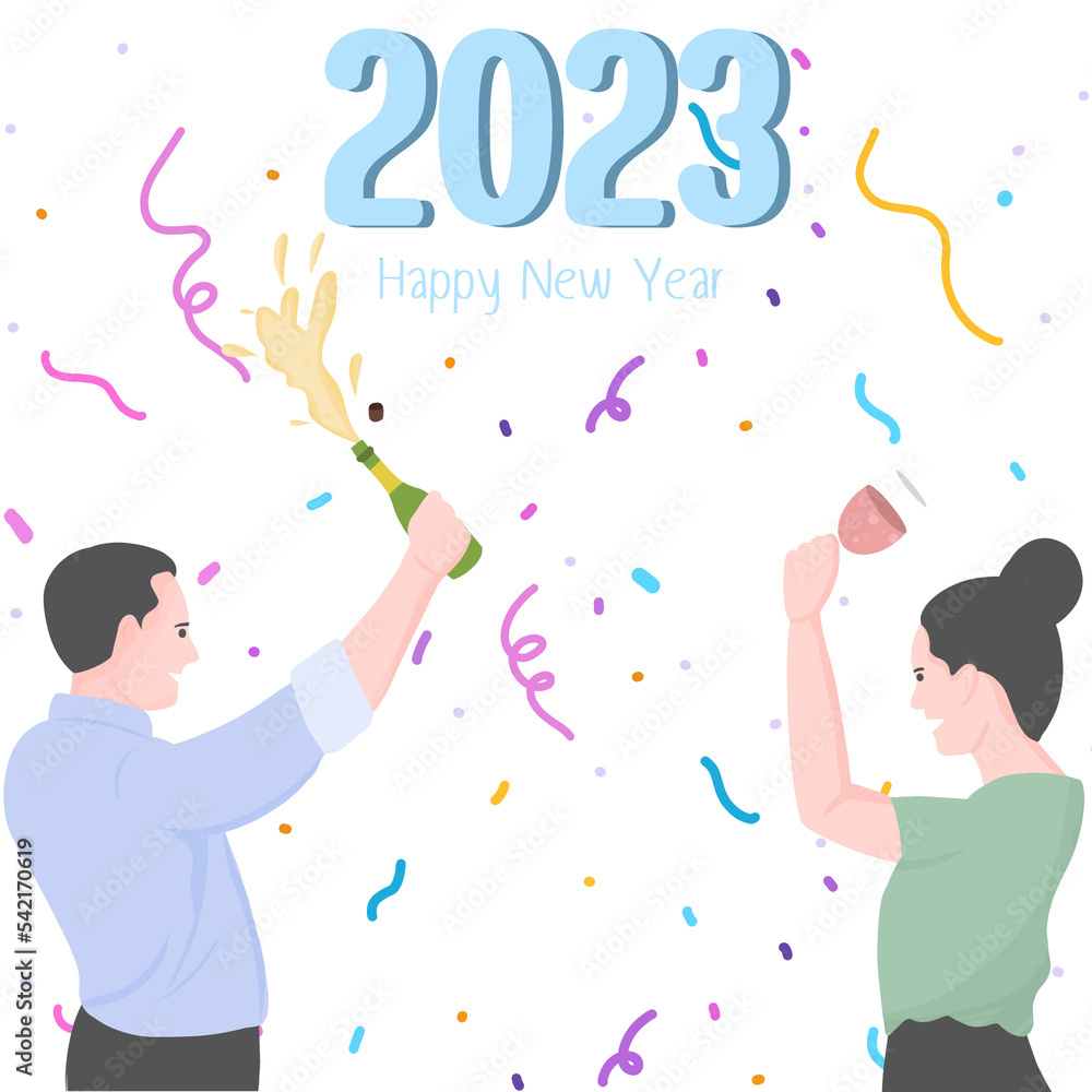 New year 2023 party people, office worker celebrating and happy Christmas New year 2023 party people, office worker celebrating and happy Christmas