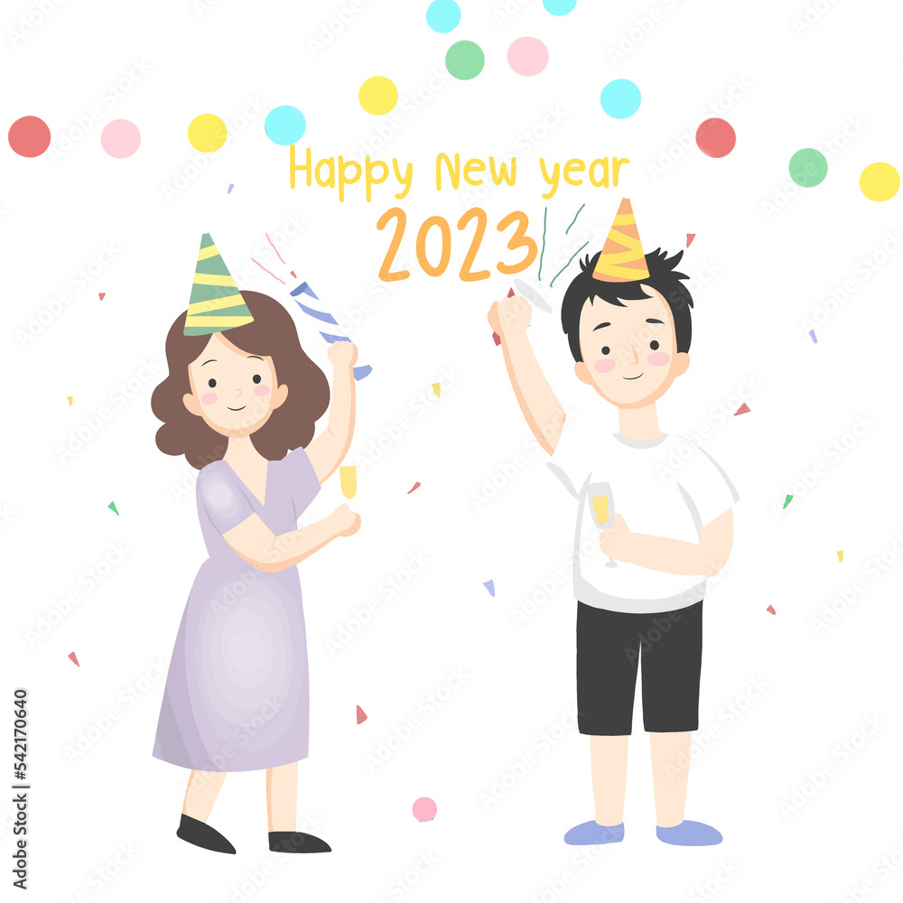 New year 2023 party people, love couple celebrating and happy Christmas New year 2023 party people, love couple celebrating and happy Christmas