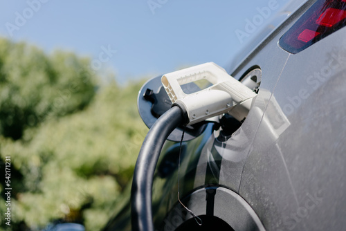 electric car charging in the station