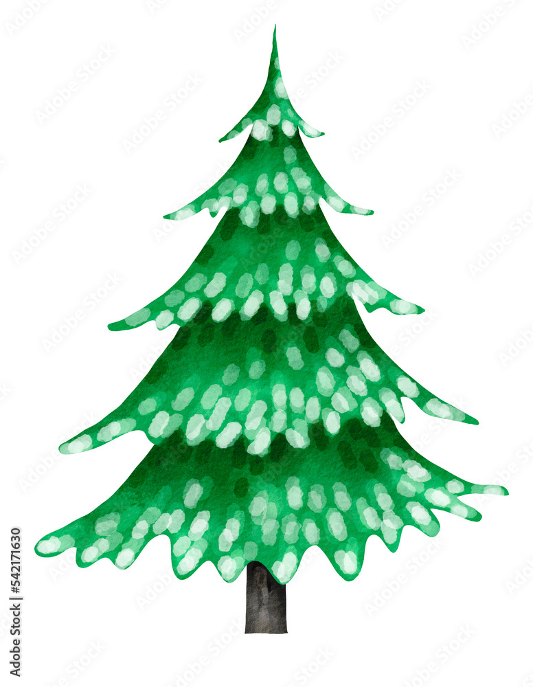 Watercolor Christmas tree. Winter nature, hand draw illustration. Watercolor Christmas tree. Winter nature, hand draw illustration.