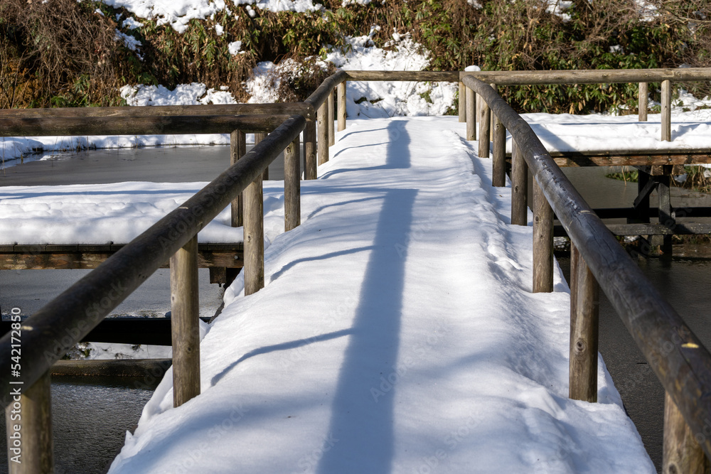 雪の里山風景・夕日寺健民自然園