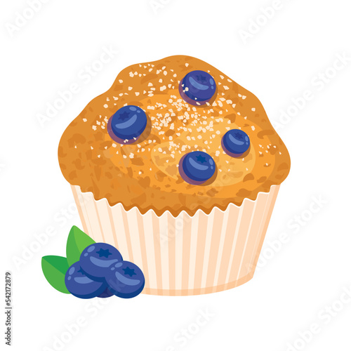 Delicious Blueberry Muffin icon vector. Fresh blueberry muffin icon vector isolated on a white background