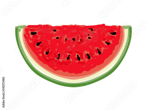 Watermelon, slice, half, color picture, on a transparent background, for design and printing