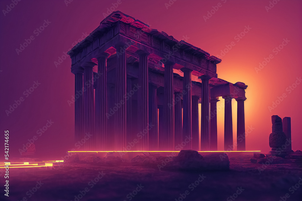 3d illustration of gorgeous landscape ruins of an ancient monument