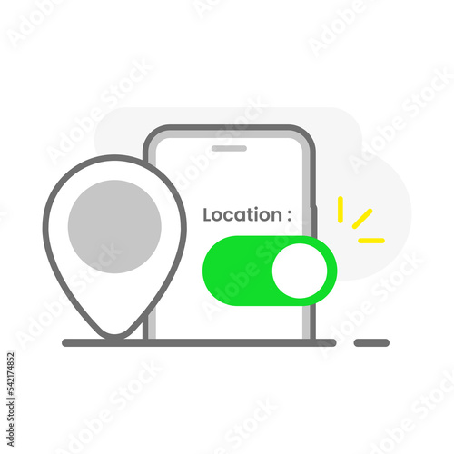 enable, turn on location on smartphone pop up permission concept illustration flat design vector eps10. modern graphic element for landing page, empty state ui, infographic