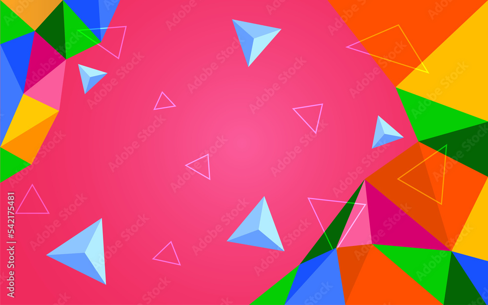 Abstract colorful triangle with pink background Abstract colorful triangle with pink background