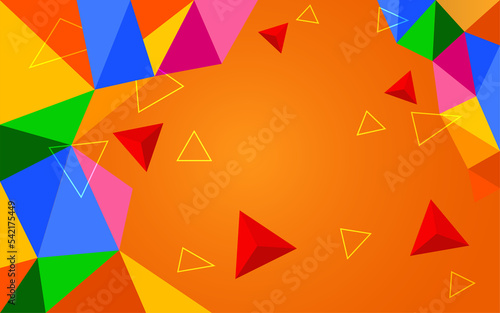 LAYOUT BACKGROUND Abstract colorful triangle with orange background