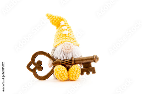 image of wool toy key white background