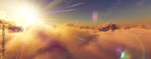 Fototapeta Naklejka Na Ścianę i Meble -  above clouds fly sunset sun ray