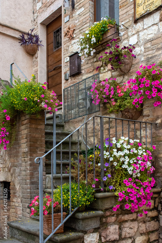 Umbria - La scaletta della casa fiorita