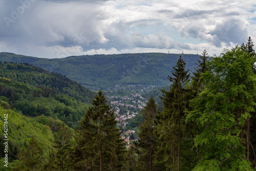 weather clouds over the forest in Germanys Odenwald region