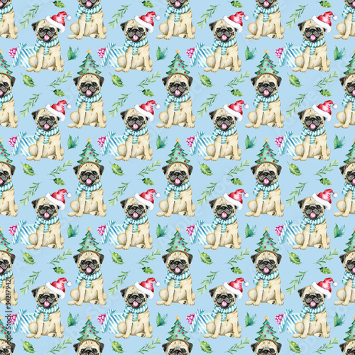 Wallpaper Mural Christmas dogs pattern, seamless pattern, festive dogs pattern Torontodigital.ca