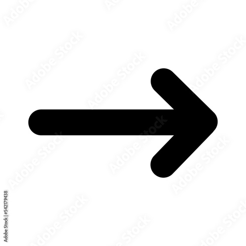 Straight arrow icon with rounded edges. Black arrow vector illustration. Black direction pointer