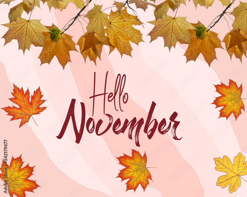 Illustration of  November Month in Autumn Colors