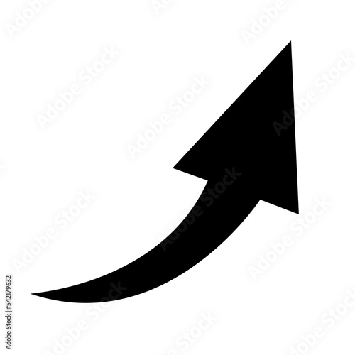 Sharp curved arrow icon. Vector black rounded arrow. Direction pointer