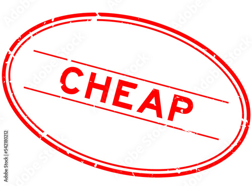 Grunge red cheap word oval rubber seal stamp on white background