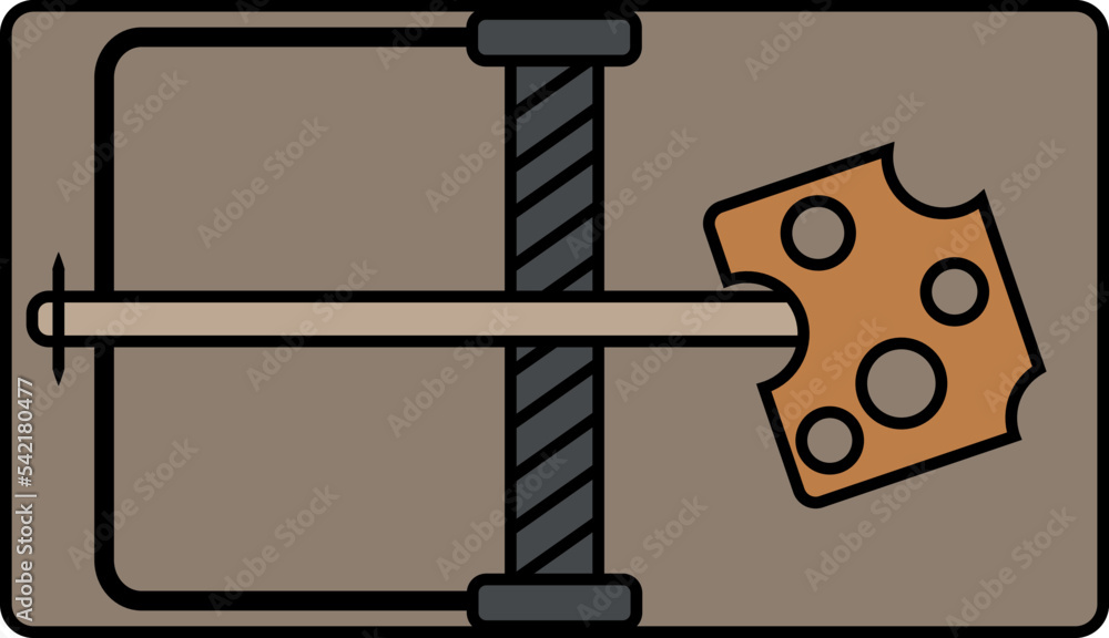 Mousetrap. Cheese lure. Animal trap flat design, vector Mousetrap. Cheese lure. Animal trap flat design, vector