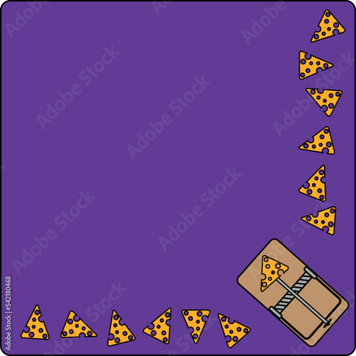 Mousetrap. Cheese lure. Animal trap flat design, vector