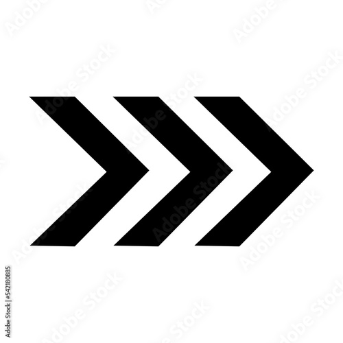 Triple arrow. Three sharp arrows. Triple direction pointer. Black arrow icon. Vector illustration