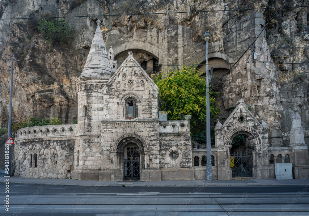 Rock Church and Pauline Monastery at Saint Gellert Quay - Budapest, Hungary Rock Church and Pauline Monastery at Saint Gellert Quay - Budapest, Hungary