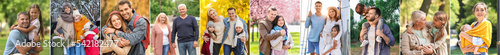 Set of happy families walki...