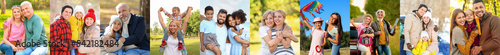 Group of happy families wal...