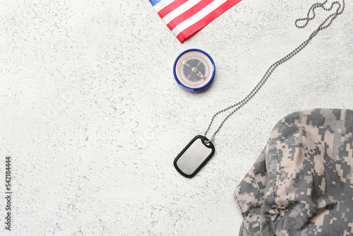 Military tag, compass, cap ...