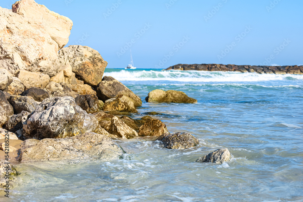 View of beautiful sea with rocks