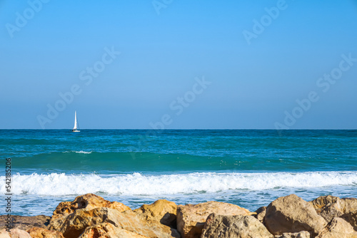 View of beautiful sea with boat © Pixel-Shot