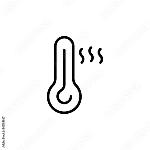 Thermometer line icon. four thermometers with different temperatures. Celsius, cold, heat, body temperature, room temperature. Health care concept. Vector black line icon on a white background