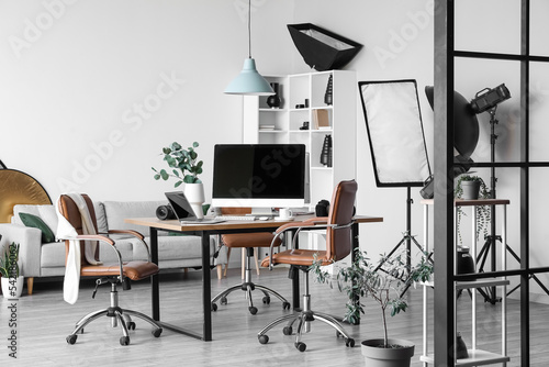 Interior of modern studio w...