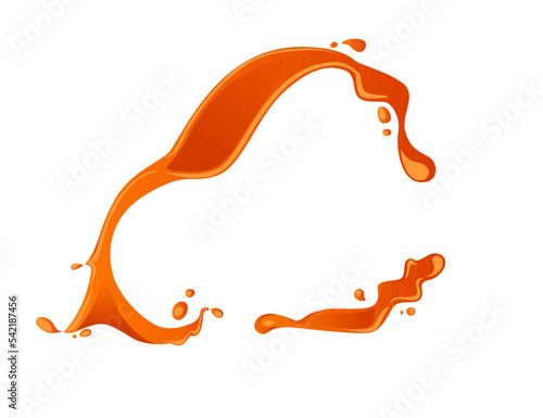 Ketchup sauce splashing stains flowing drops vector illustration isolated on white background