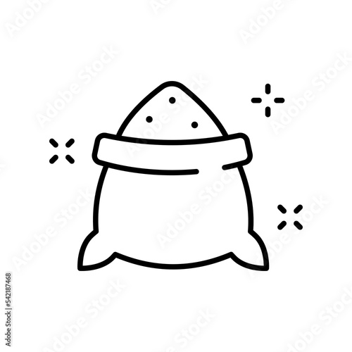 Sugar line icon. Sweetness, sugar cubes, coffee, tea, saucepan, cup, diabetes, sugar bowl, flour. Dessert concept. Vector black line icon on a white background