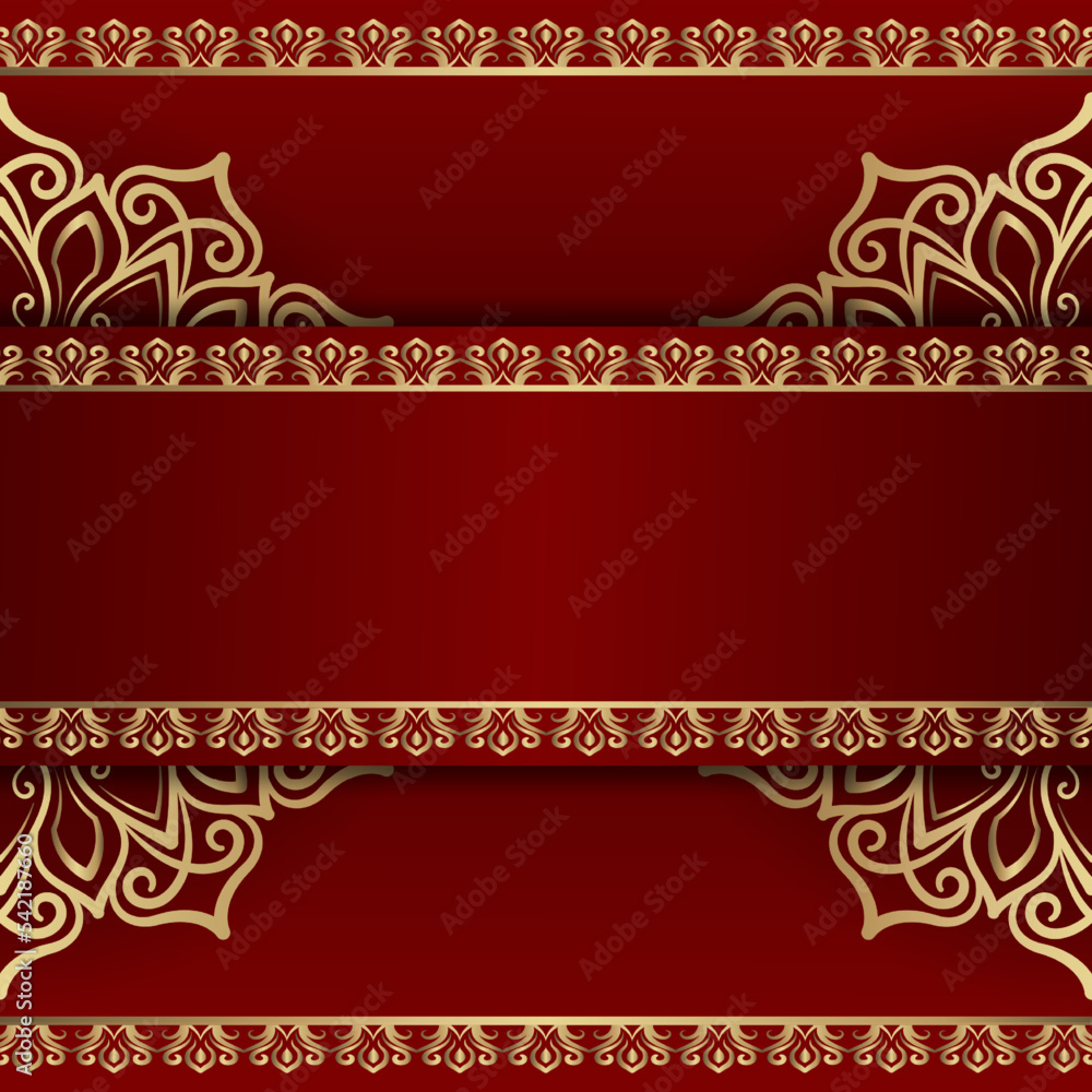mandala background, red and gold