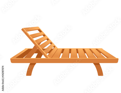 Beach wooden lounger summer sunbed vector illustration isolated on white background