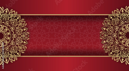 mandala background, red and gold