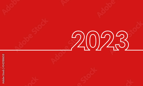 2023 outline numbers  vector banner or poster on red background