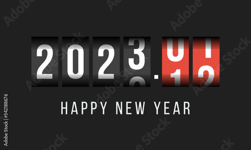 2023 happy new year, odometer styled greetings card photo