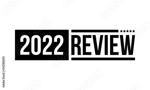 2022 review with five stars, vector icon isolated on white background