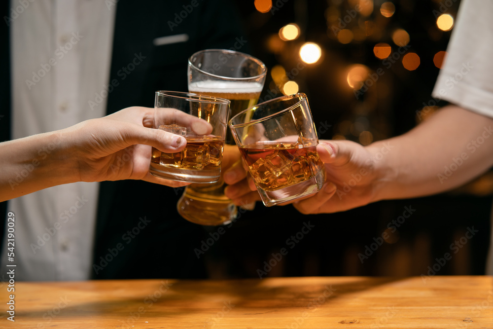 Celebrate whiskey on a friendly party in restaurant Celebrate whiskey on a friendly party in restaurant