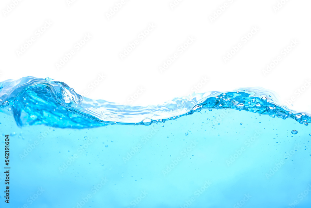 The surface of the water. White background. Close-up view. The surface of the water. White background. Close-up view.