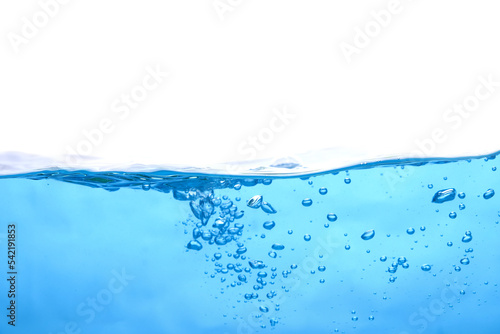 water surface and underwater bubbles white background.