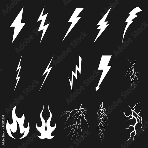 Set of lightning line icons, premium pack of signs in trendy style.