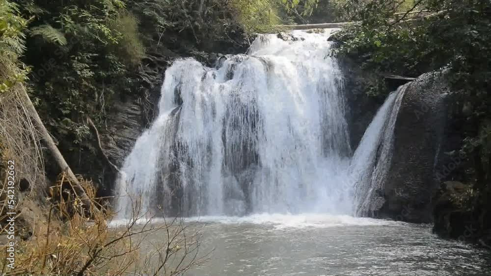 Nang Kruan Waterfall is a high waterfall in the middle of a large forest located at Lam Khlong Ngu National Park in Kanchananaburi Province , Thailand. Nang Kruan Waterfall is a high waterfall in the middle of a large forest located at Lam Khlong Ngu National Park in Kanchananaburi Province , Thailand.